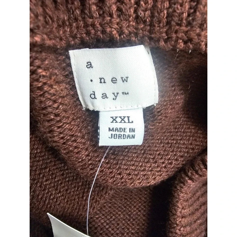 A New Day Womens‎ Relaxed Pullover Sweater Brown Poly Blend Size 2XL Casual